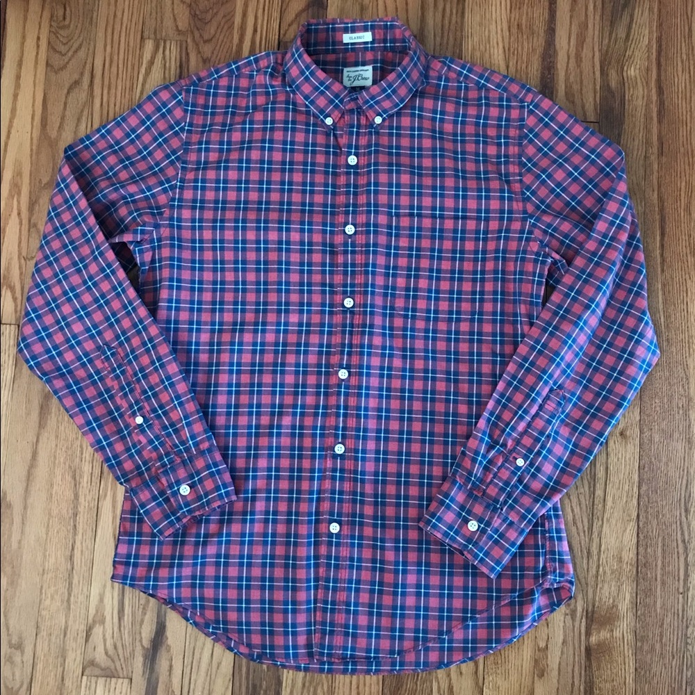 J. CREW Classic Fit Plaid Long Sleeve Button Down